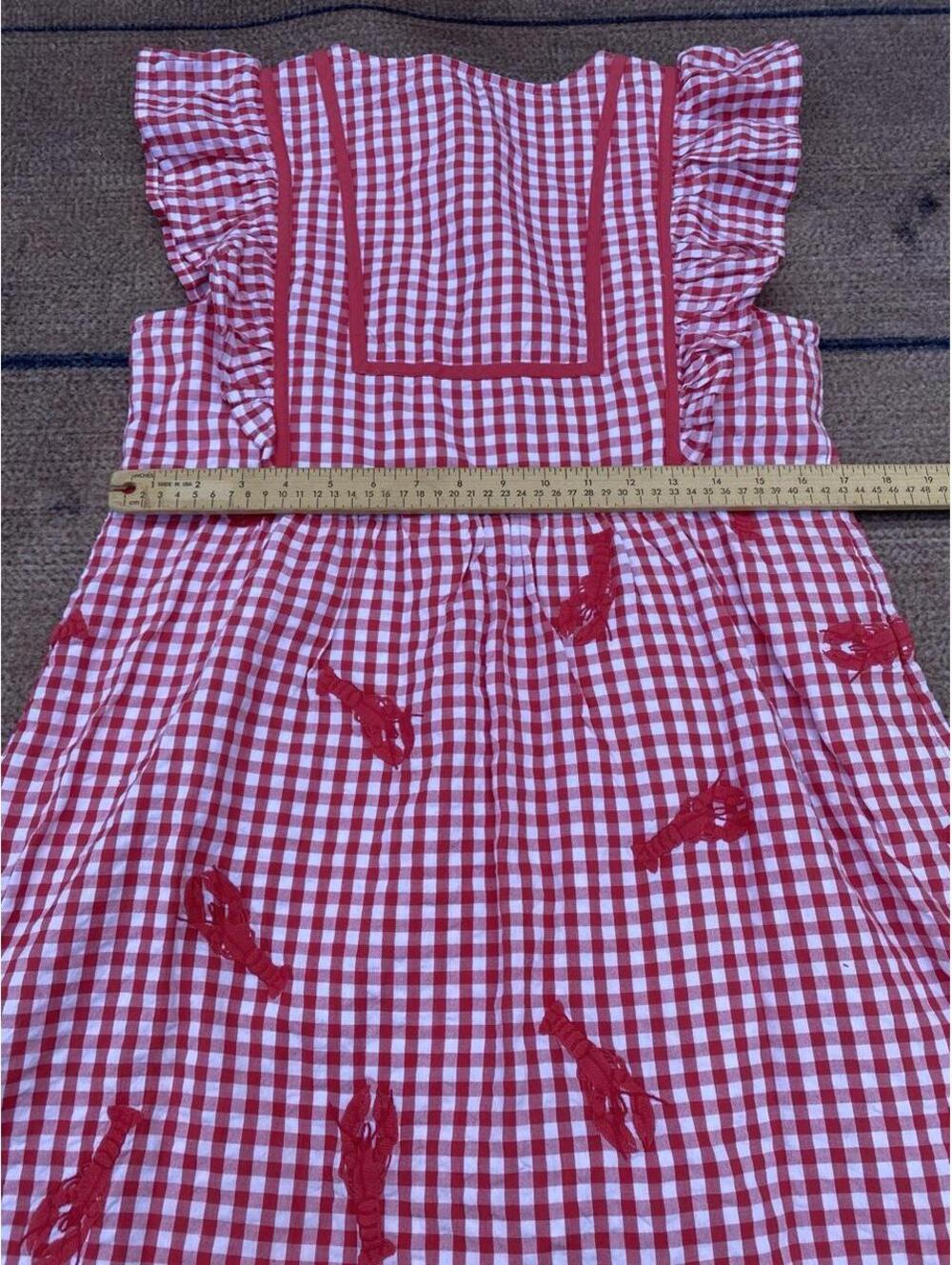 Vineyard Vines Ainsley Lobster coastal cottagecore checked ruffle dress small - Picture 6 of 8